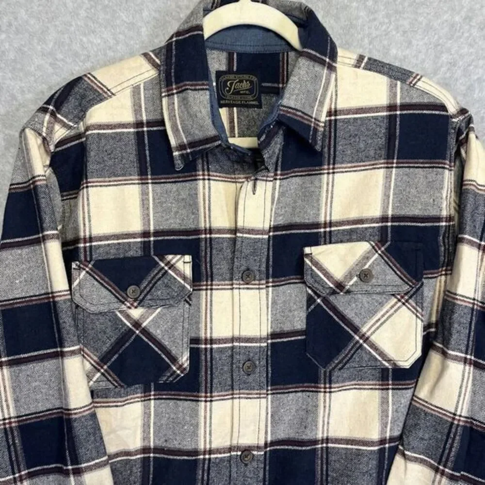 Jachs Heavy Black and Cream Plaid Casual Button Down Shirt - Picture 2 of 7